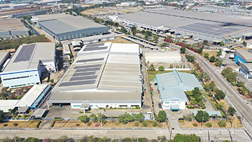 Solar power generators on the roofs of the Amata plant